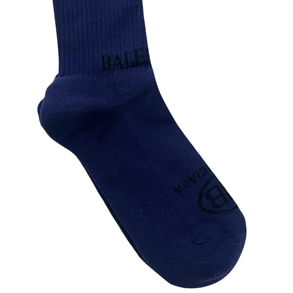 15-78(2) BALENCIAGA Men's Crew Socks Navy Large